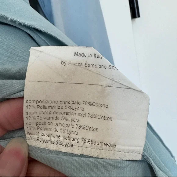 Piazza Sempione Light Blue Ruffle Button Down Shirt Blouse Made in Italy Sz M/8 - Picture 15 of 16